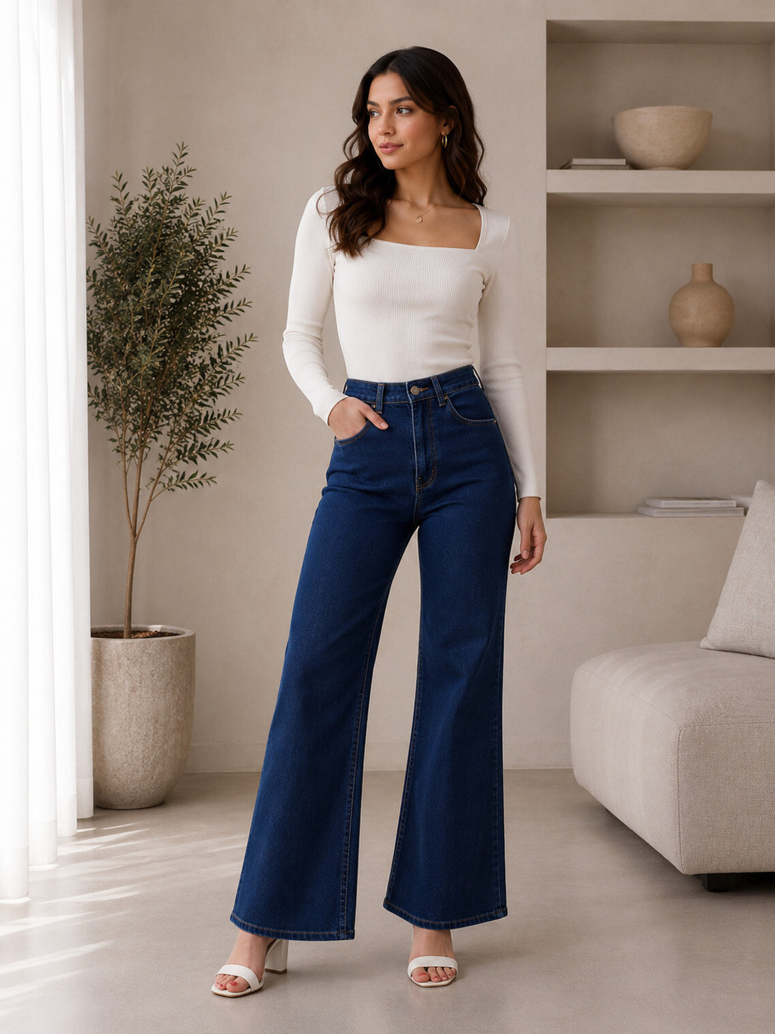 Image of KOTTY Flared Women Blue Jeans