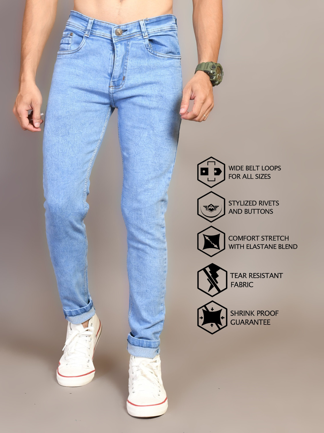 Image of Lzard Slim Men Light Blue Jeans