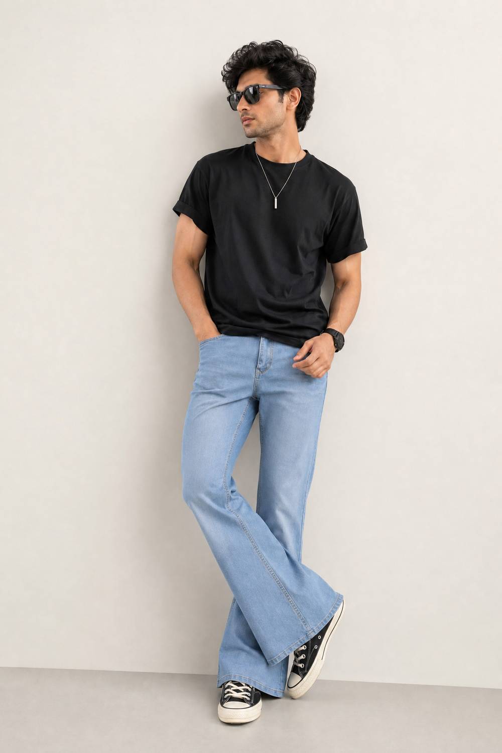 LA HOMMI Boot-Leg Men Light Blue Jeans - Image 5