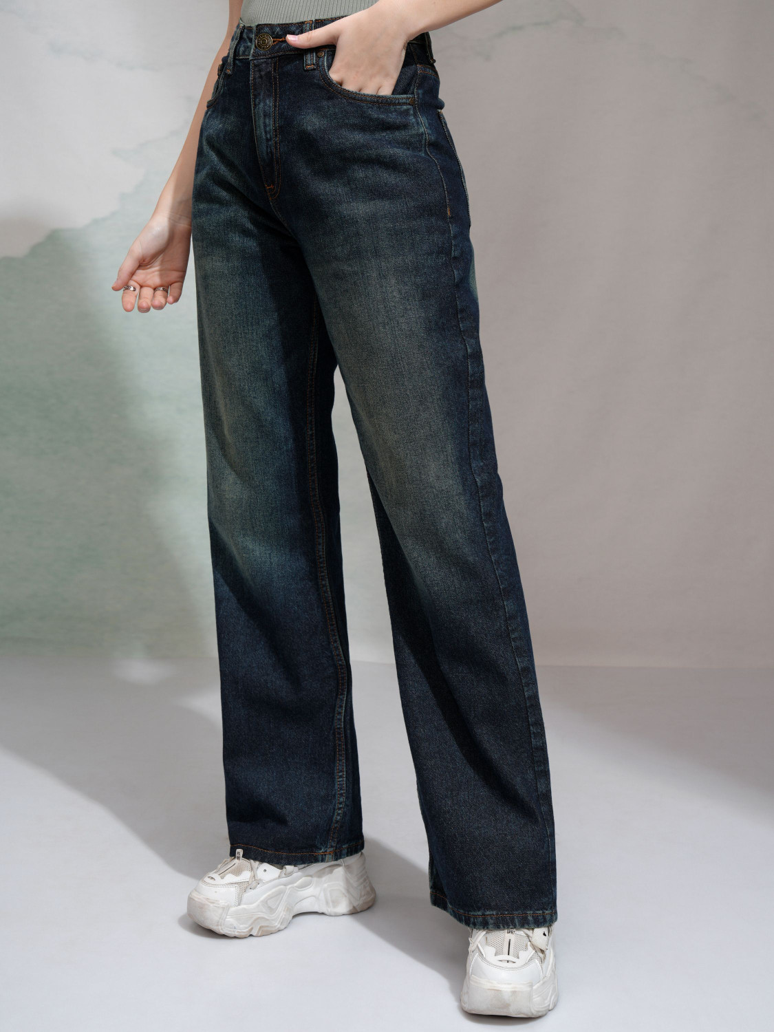 Image of Tokyo Talkies Boot-Leg Women Blue Jeans