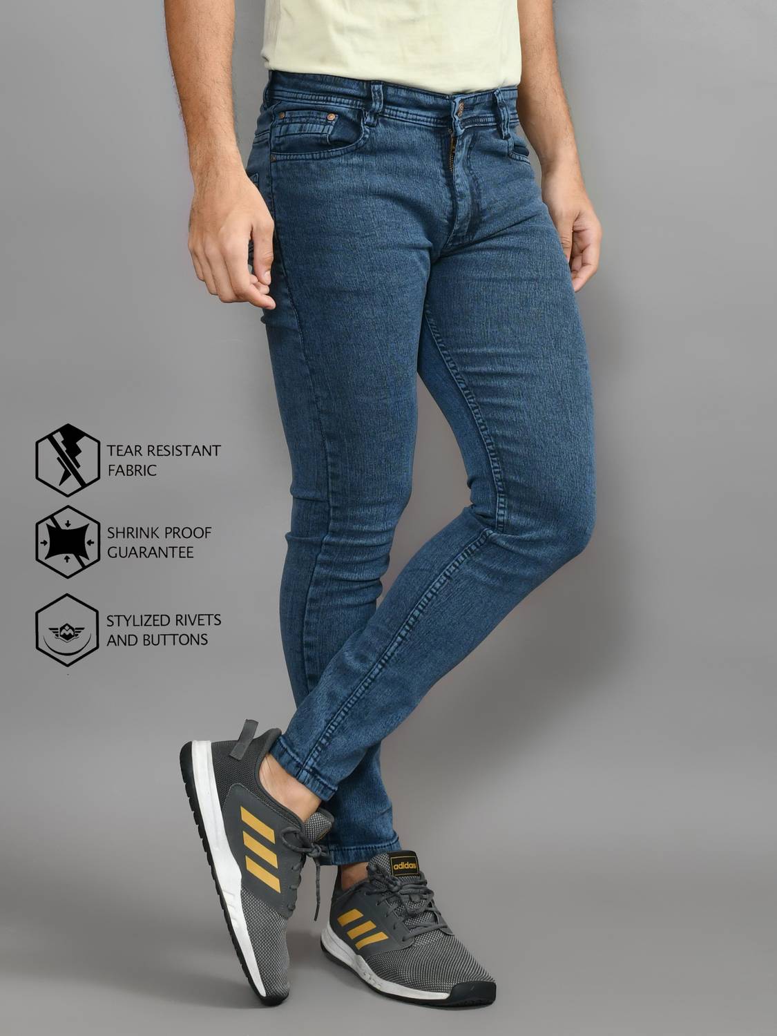 Lzard Men Regular Mid Rise Dark Blue Jeans
