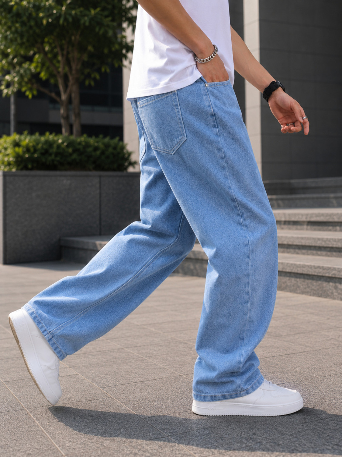 Image of 7 CUTS Wide Leg Men Light Blue Jeans