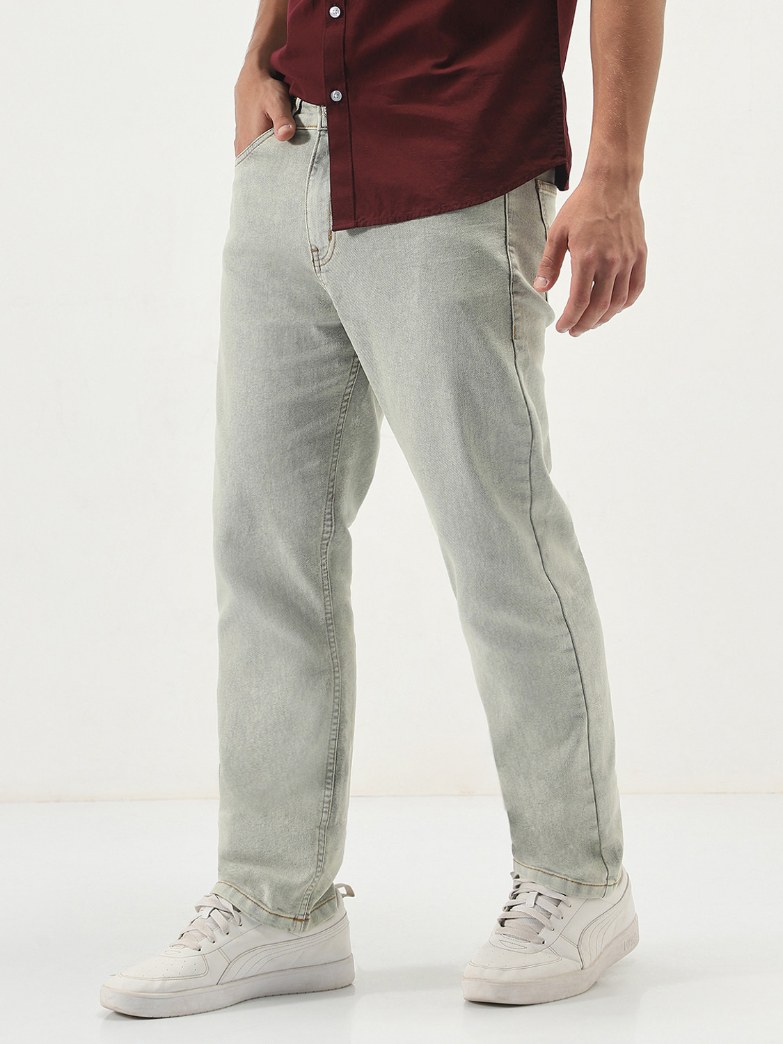 Image of Urbano Fashion Straight Fit Men Grey Jeans