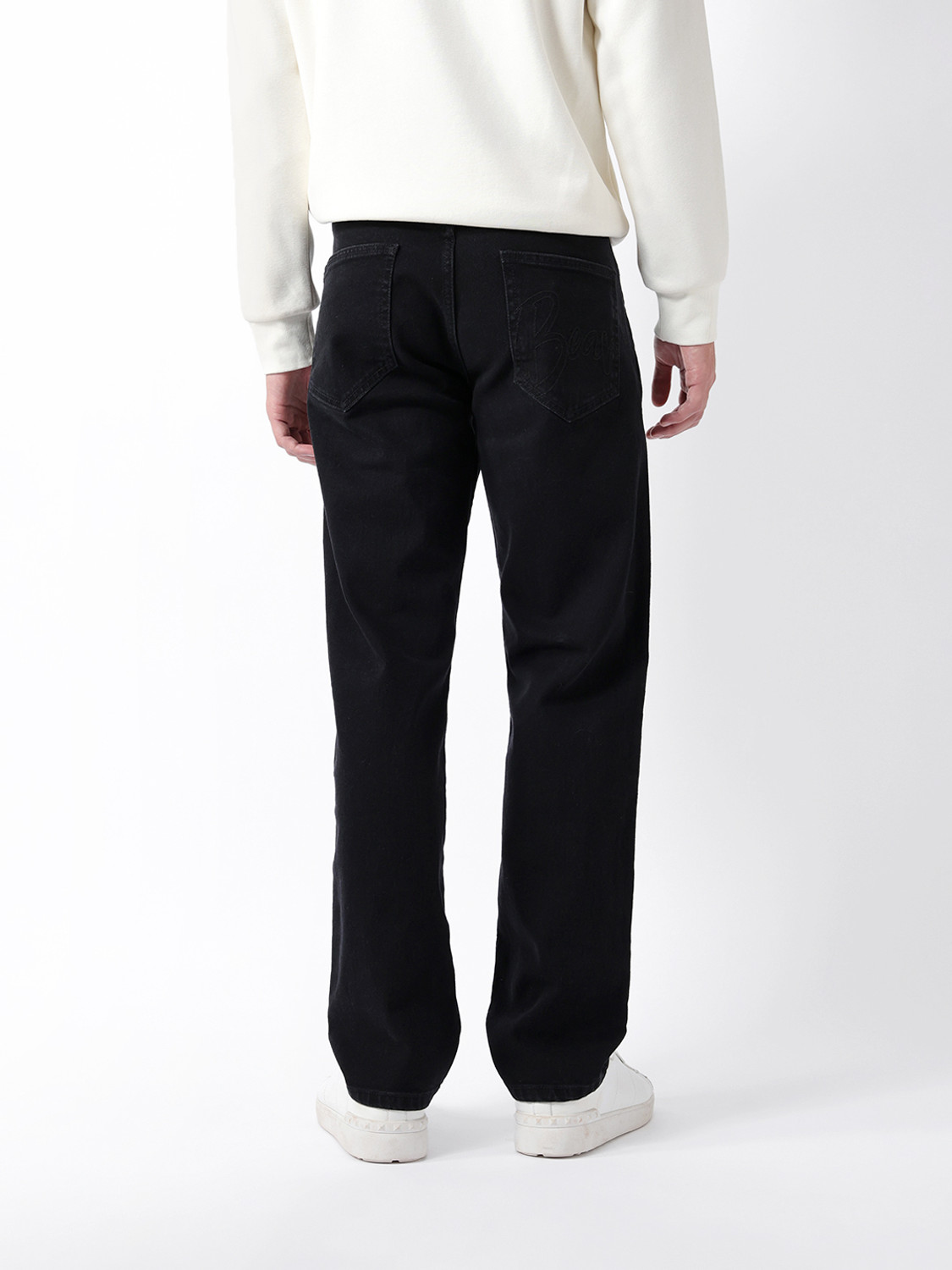 Image of THE BEAR HOUSE Straight Fit Men Black Jeans