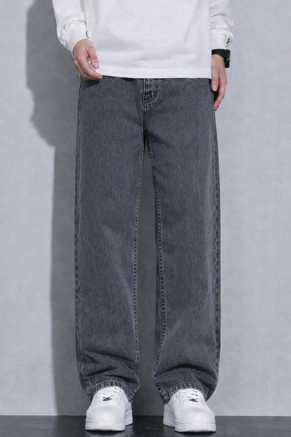 Image of WAZWEAR Straight Fit Men Grey Jeans