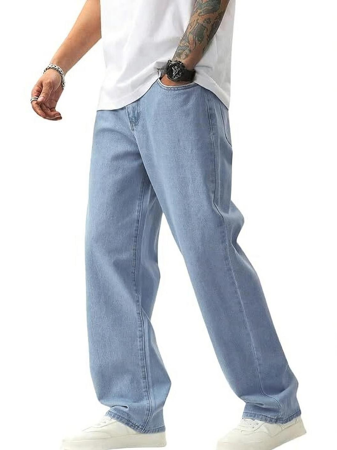 Image of UNITED DENIM Loose Fit Men Light Blue Jeans
