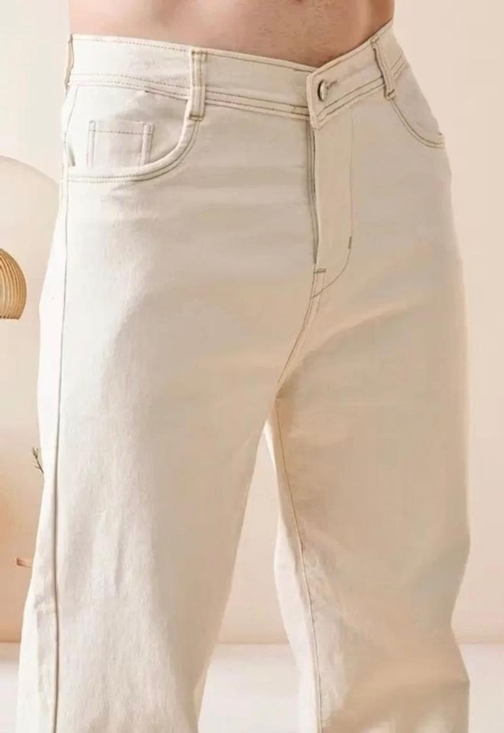 Image of FLAYING Loose Fit Men Beige Jeans
