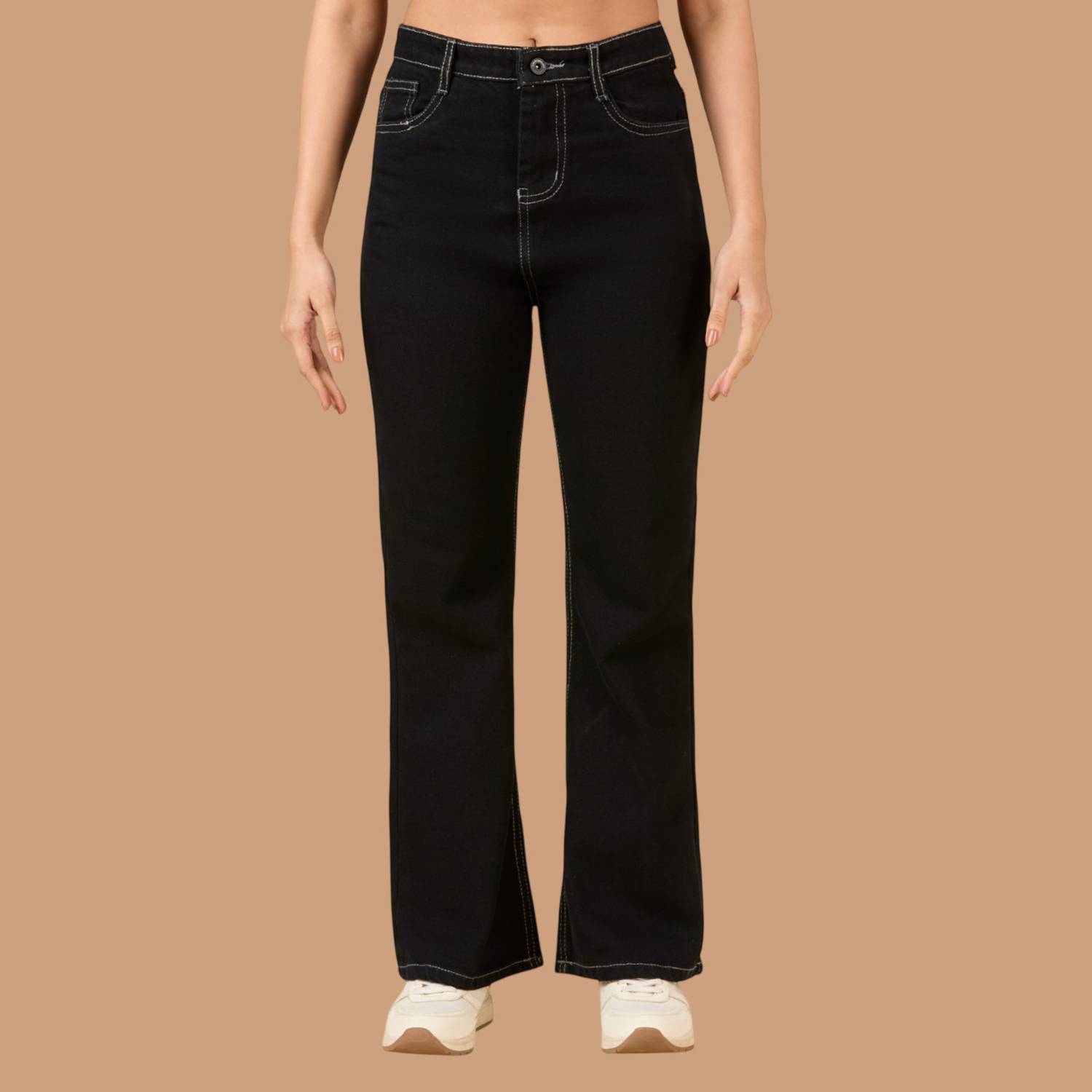 3BUTTERFLIES Boot-Leg Women Black Jeans