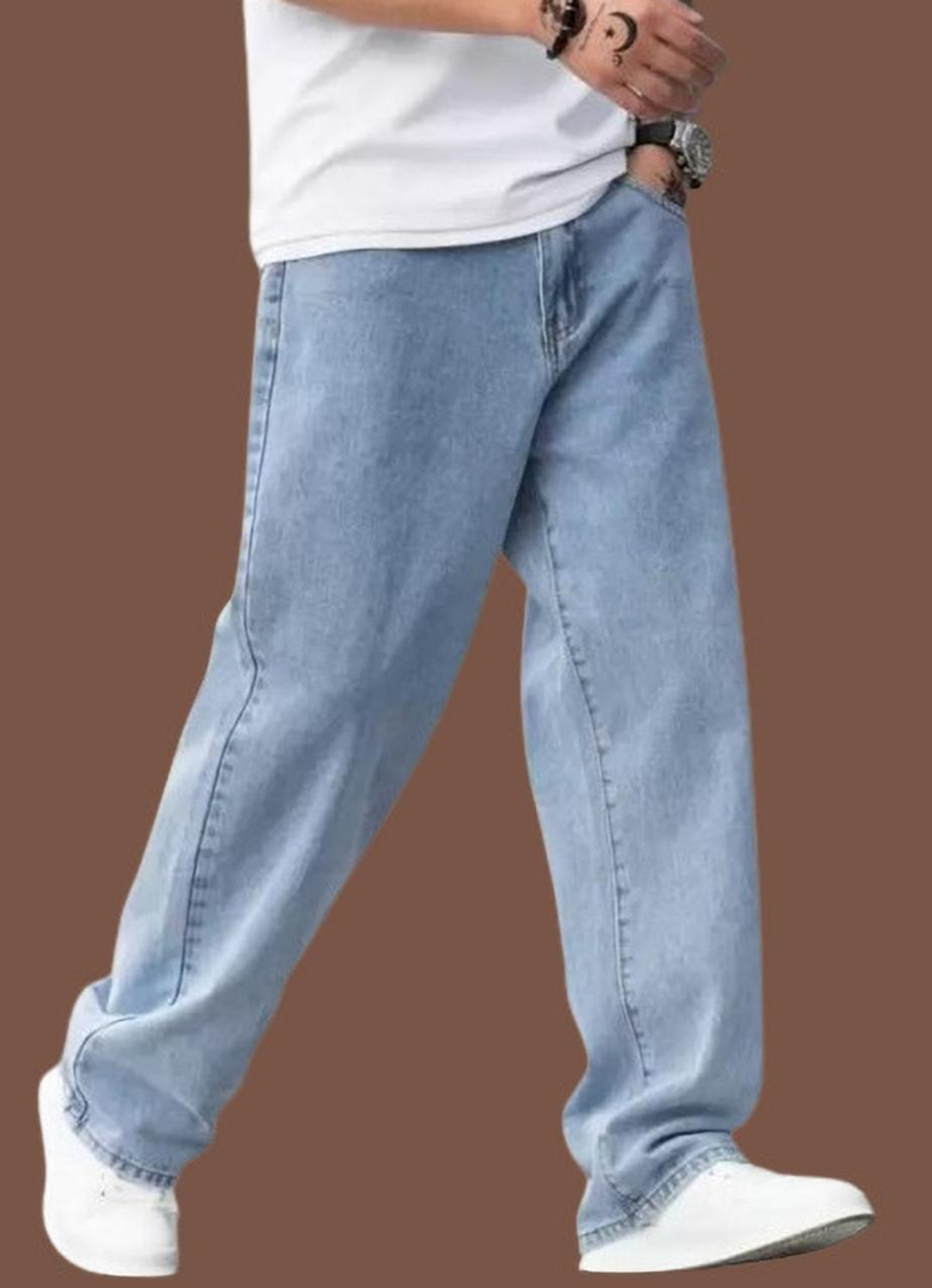 Image of FLAYING Boyfriend Men Blue Jeans