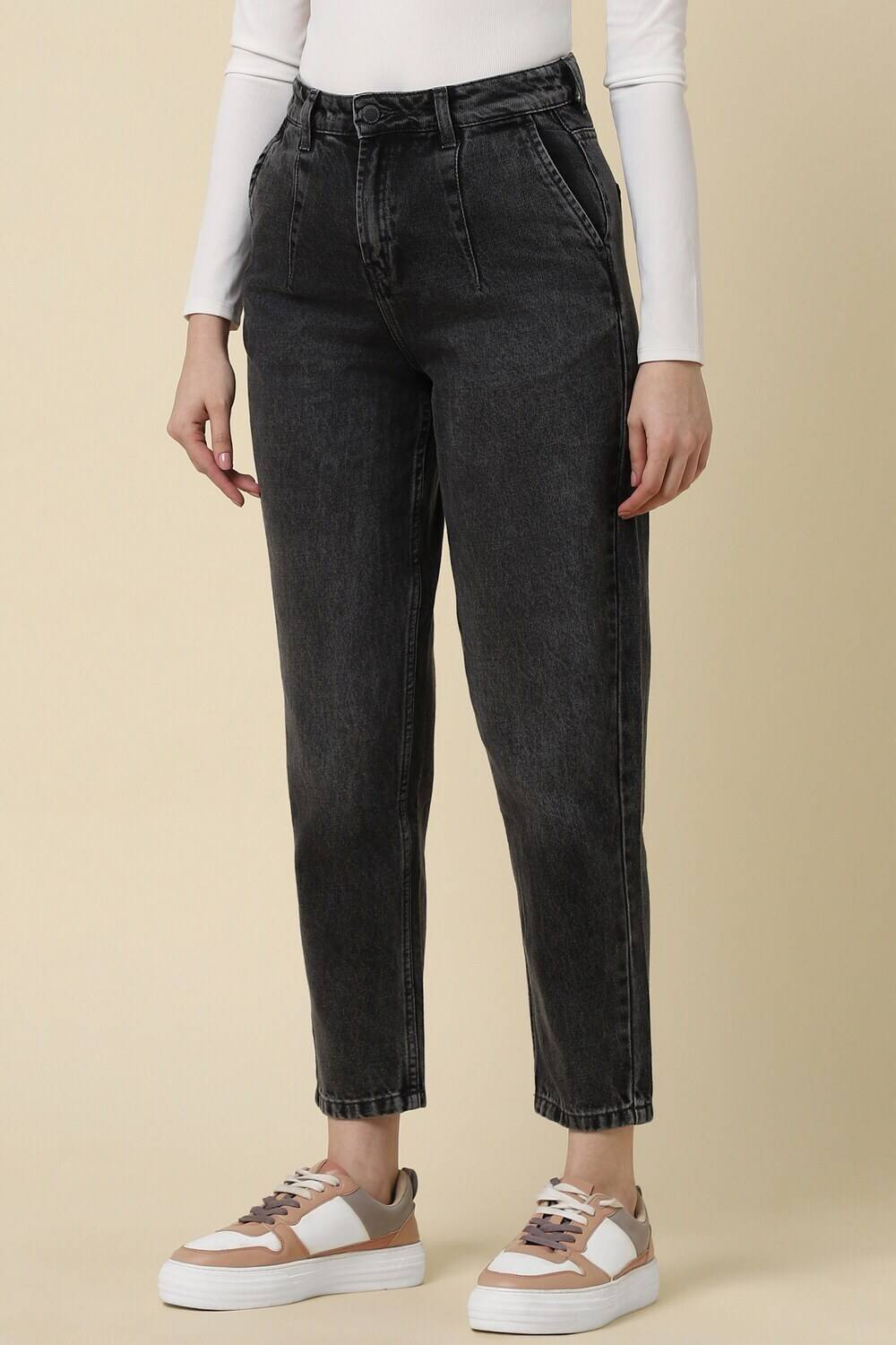Allen Solly Mom Fit Women Black Jeans