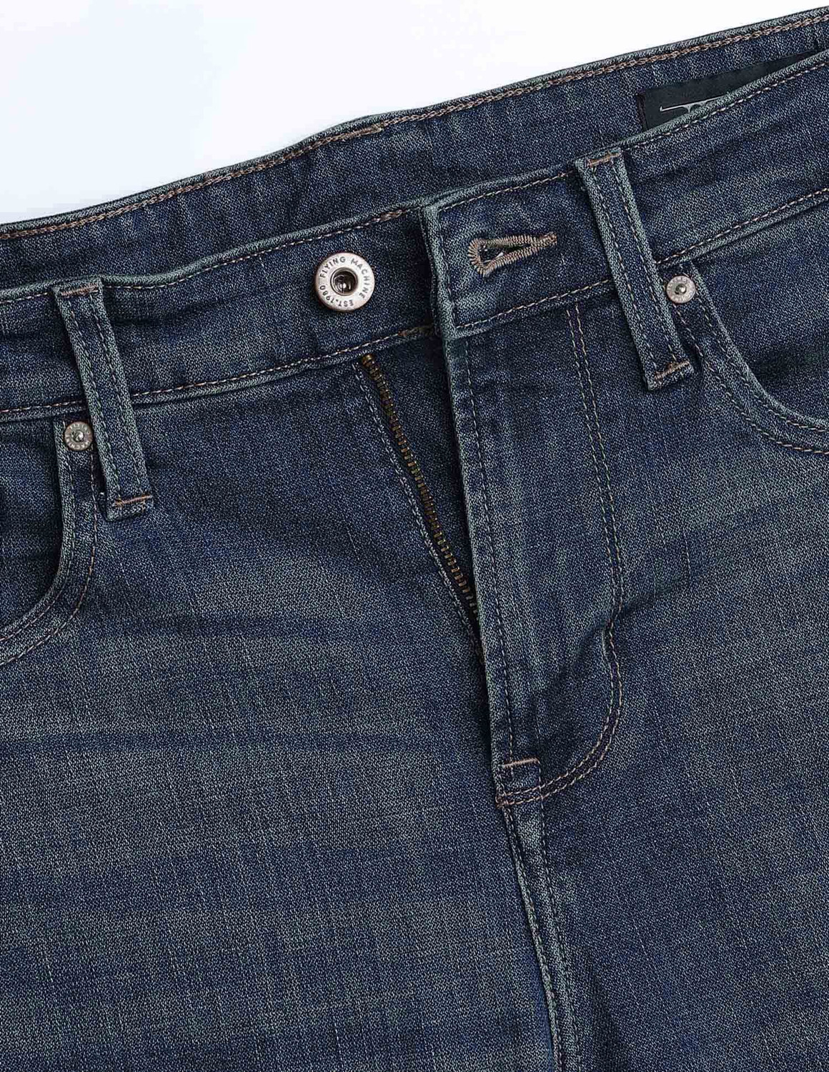 Image of FLYING MACHINE Tapered Fit Men Blue Jeans