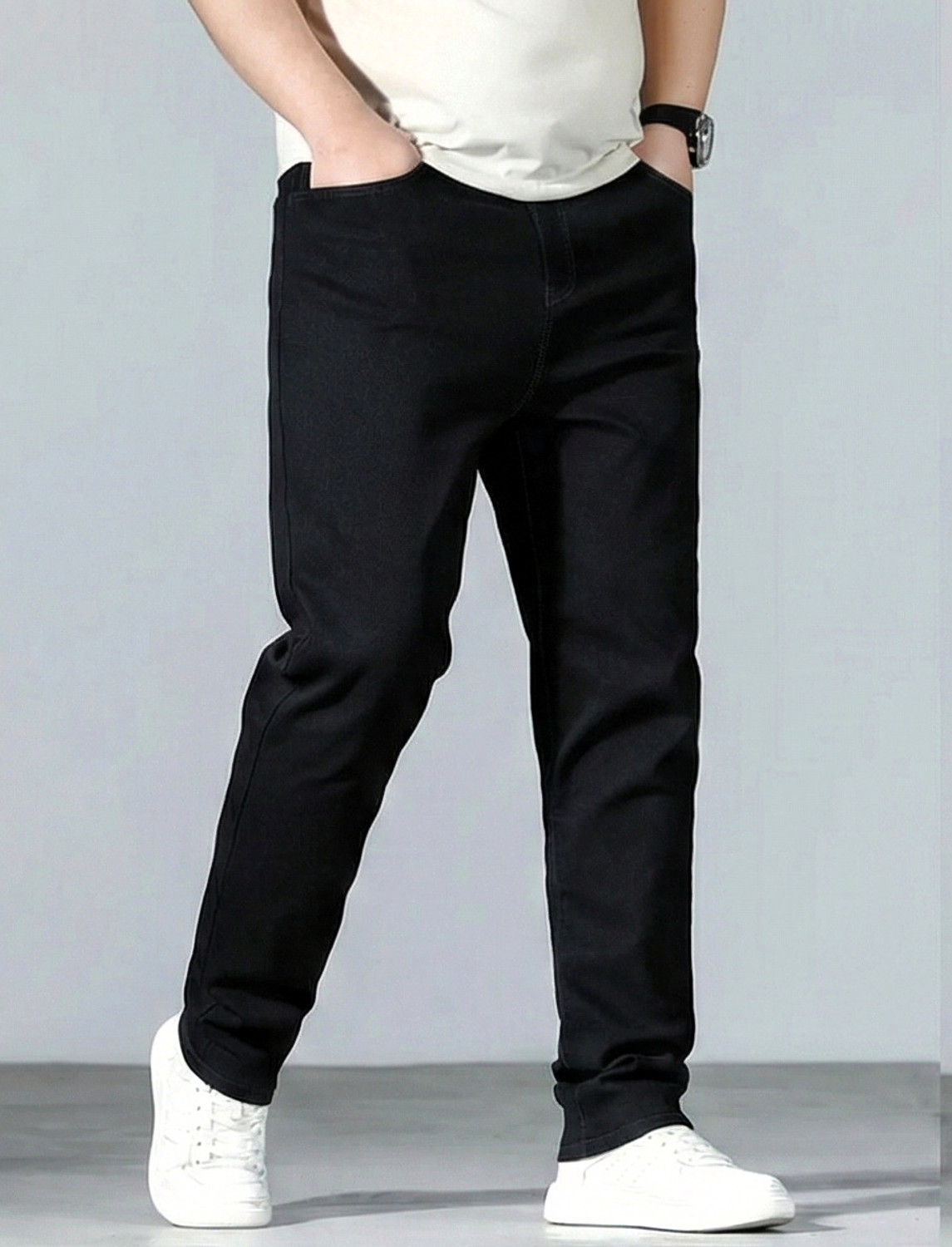Image of HAVIVA Tapered Fit Men Black Jeans