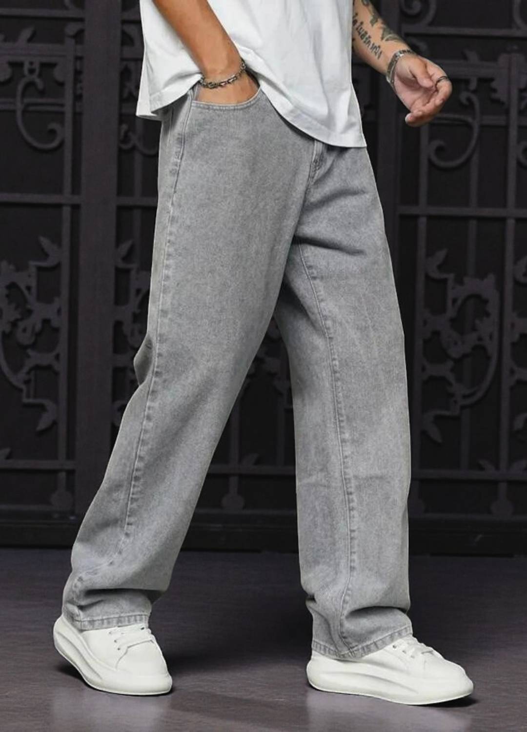 RIFA Loose Fit Men Grey Jeans - Image 1