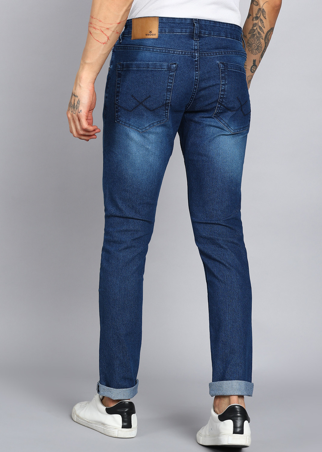 Image of WROGN Slim Men Dark Blue Jeans