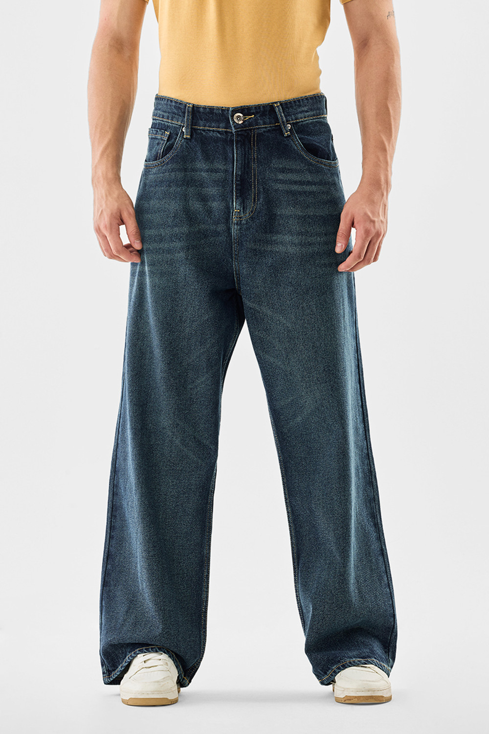 Image of Snitch Relaxed Fit Men Dark Blue Jeans