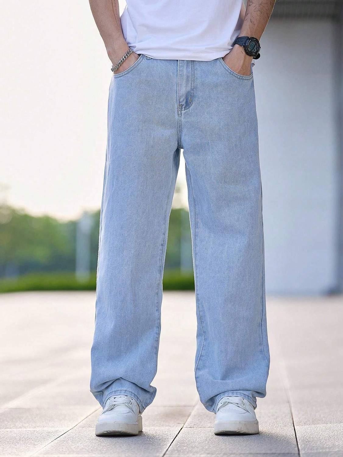 DENIM4MEN Straight Fit Light Blue Jeans - Image 3