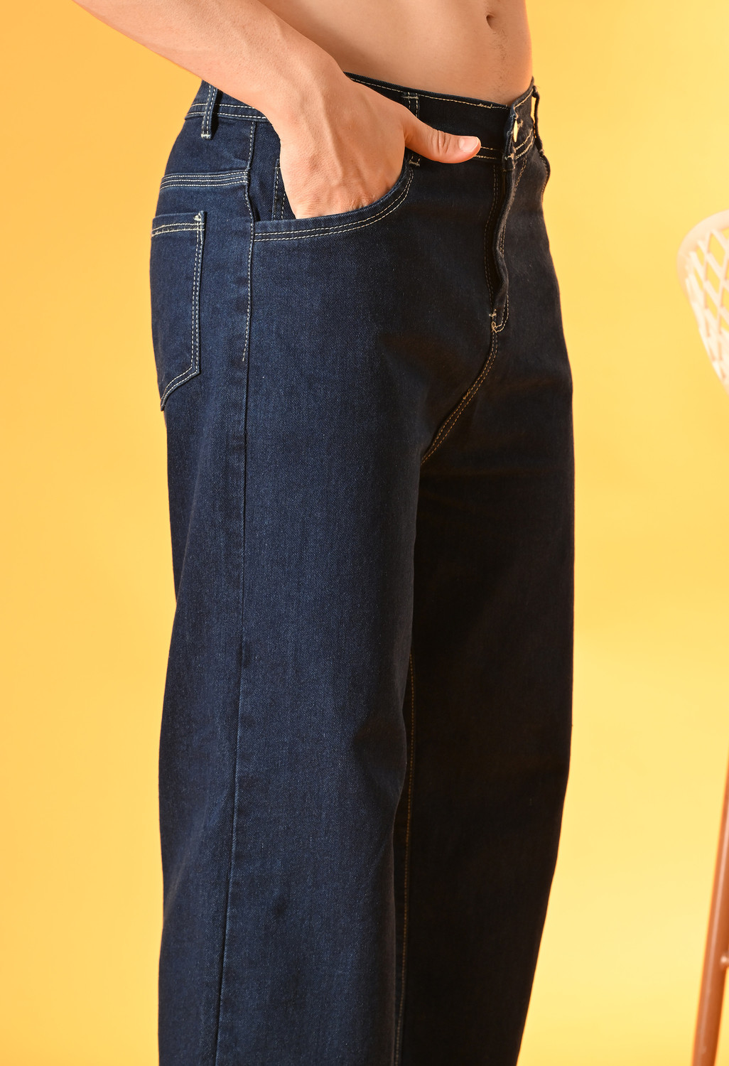 Image of Nalaka Relaxed Fit Men Dark Blue Jeans