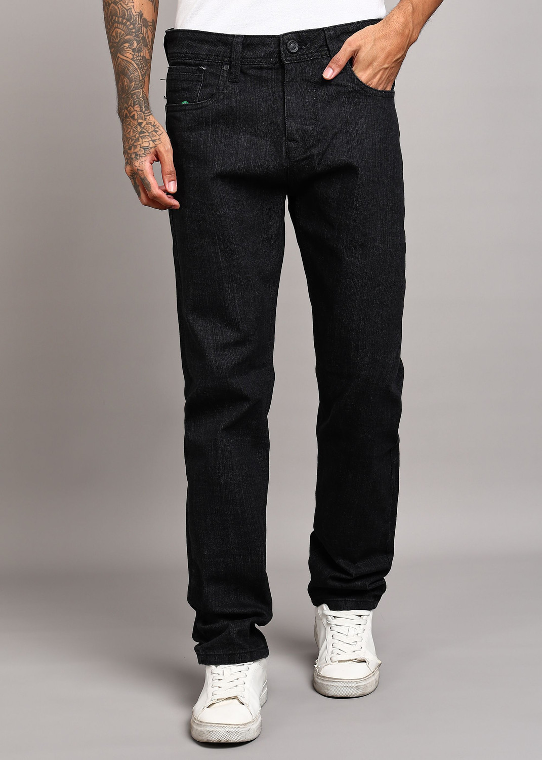 Image of INTEGRITI Men Straight Fit Mid Rise Black Jeans