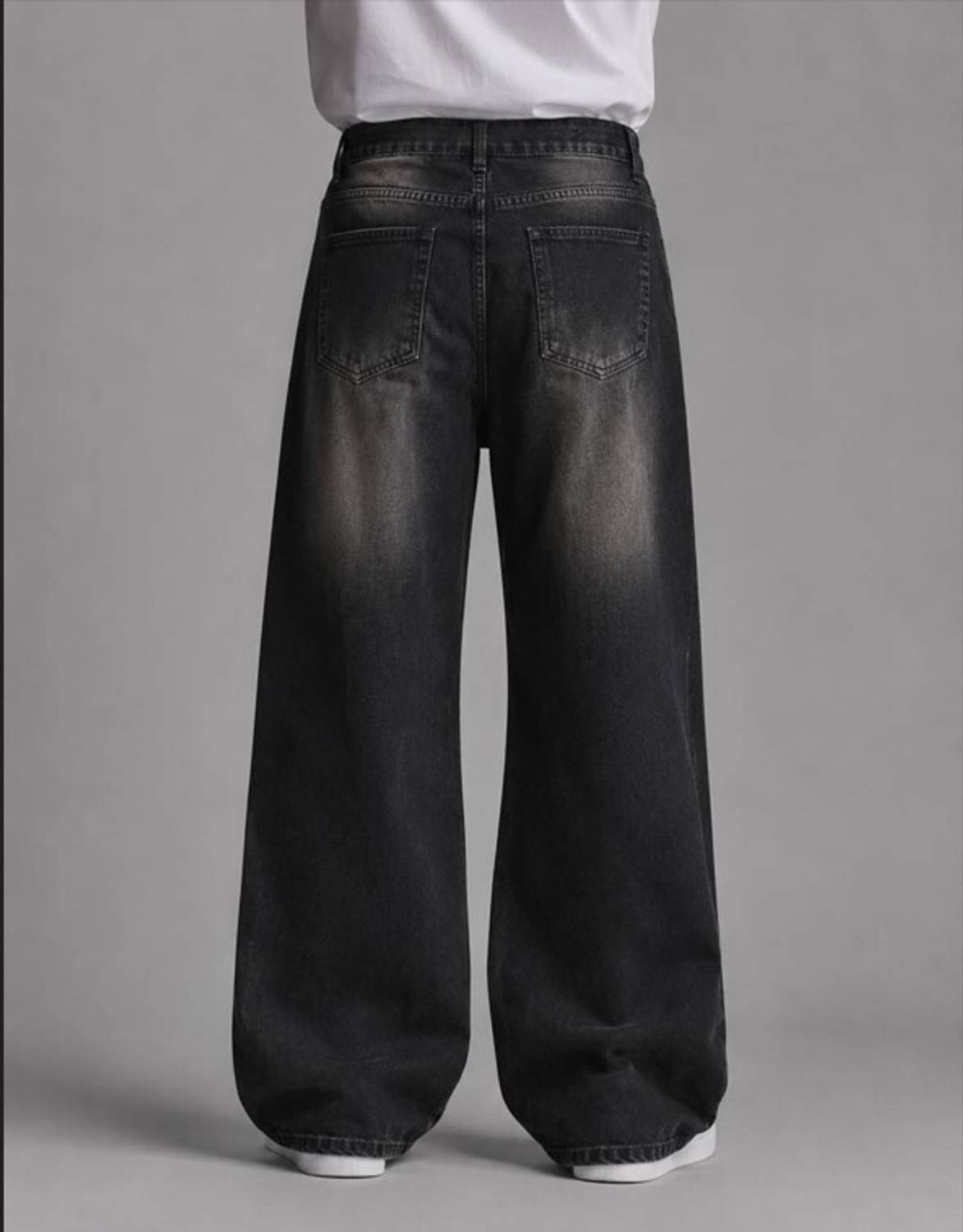Veliume Wide Leg Black Jeans - Image 2