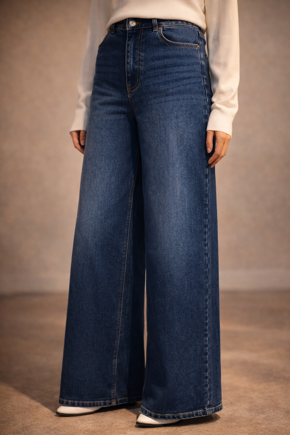 Image of AADVI FASHION Wide Leg Women Dark Blue Jeans