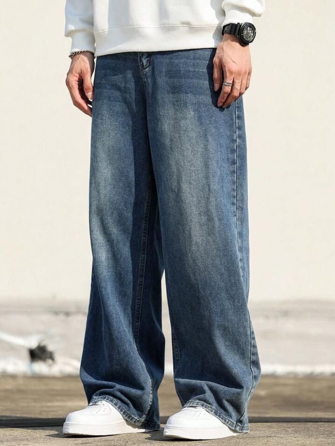 Image of STEPLE DENIMS Loose Fit Men Blue Jeans