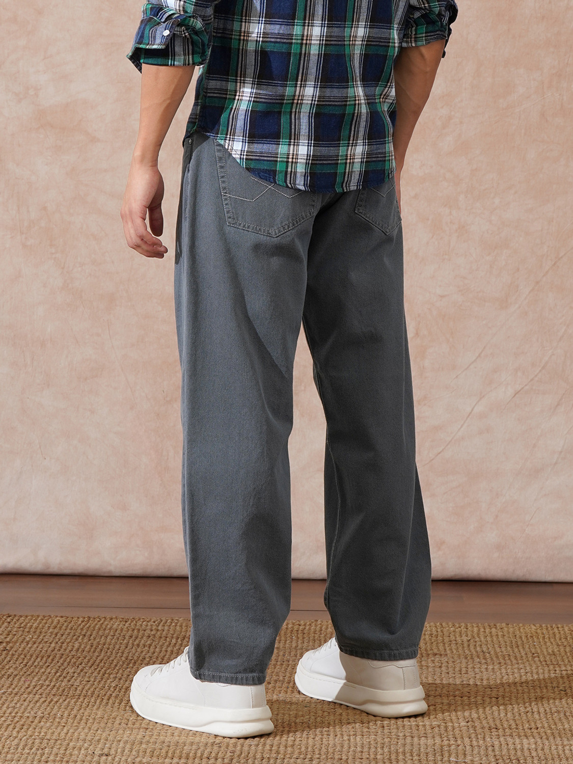 Image of WROGN Loose Fit Men Grey Jeans