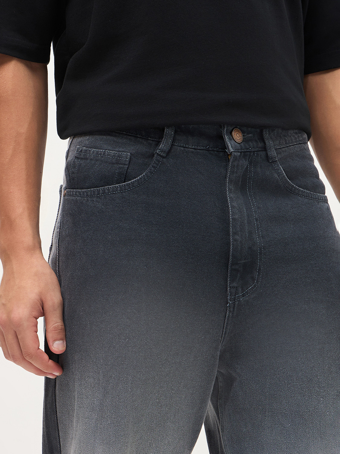 Image of Urbano Fashion Loose Fit Men Dark Grey Jeans