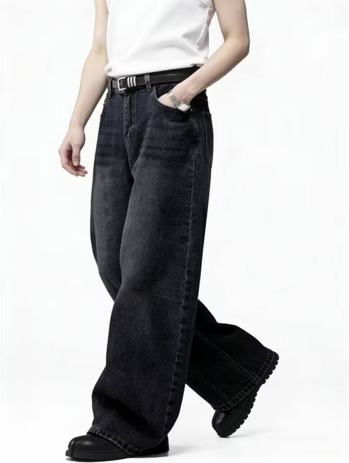 sky collection Wide Leg Black Jeans - Image 4