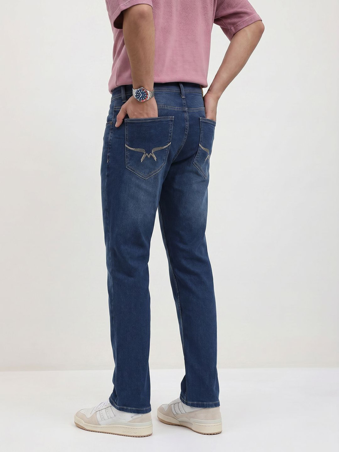 Image of Roadster Men Regular Mid Rise Blue Jeans
