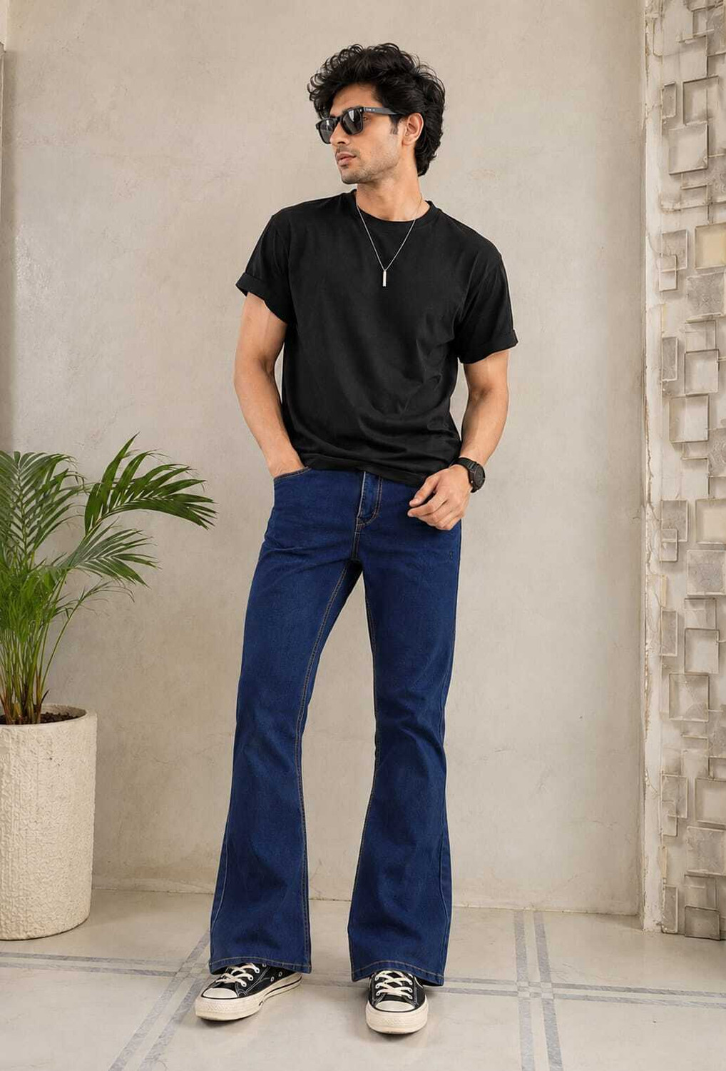 Image of PODGE Boot-Leg Men Dark Blue Jeans
