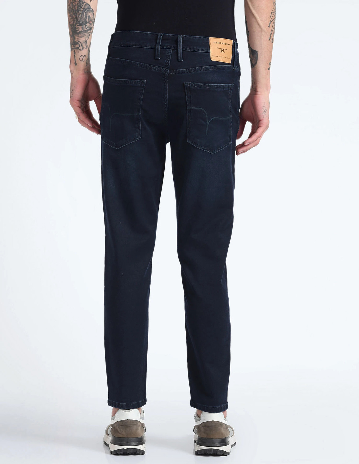 Image of FLYING MACHINE Tapered Fit Men Dark Blue Jeans
