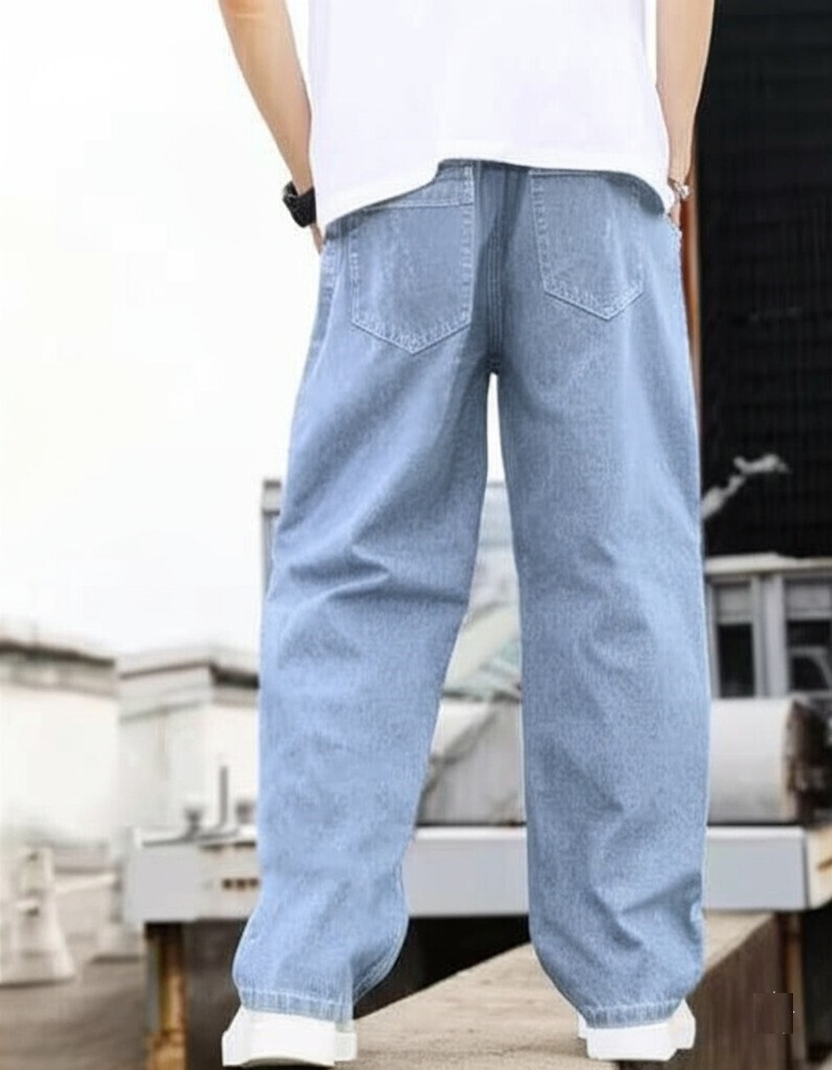 Image of O2 ROUTE Men Loose Fit Mid Rise Light Blue Jeans