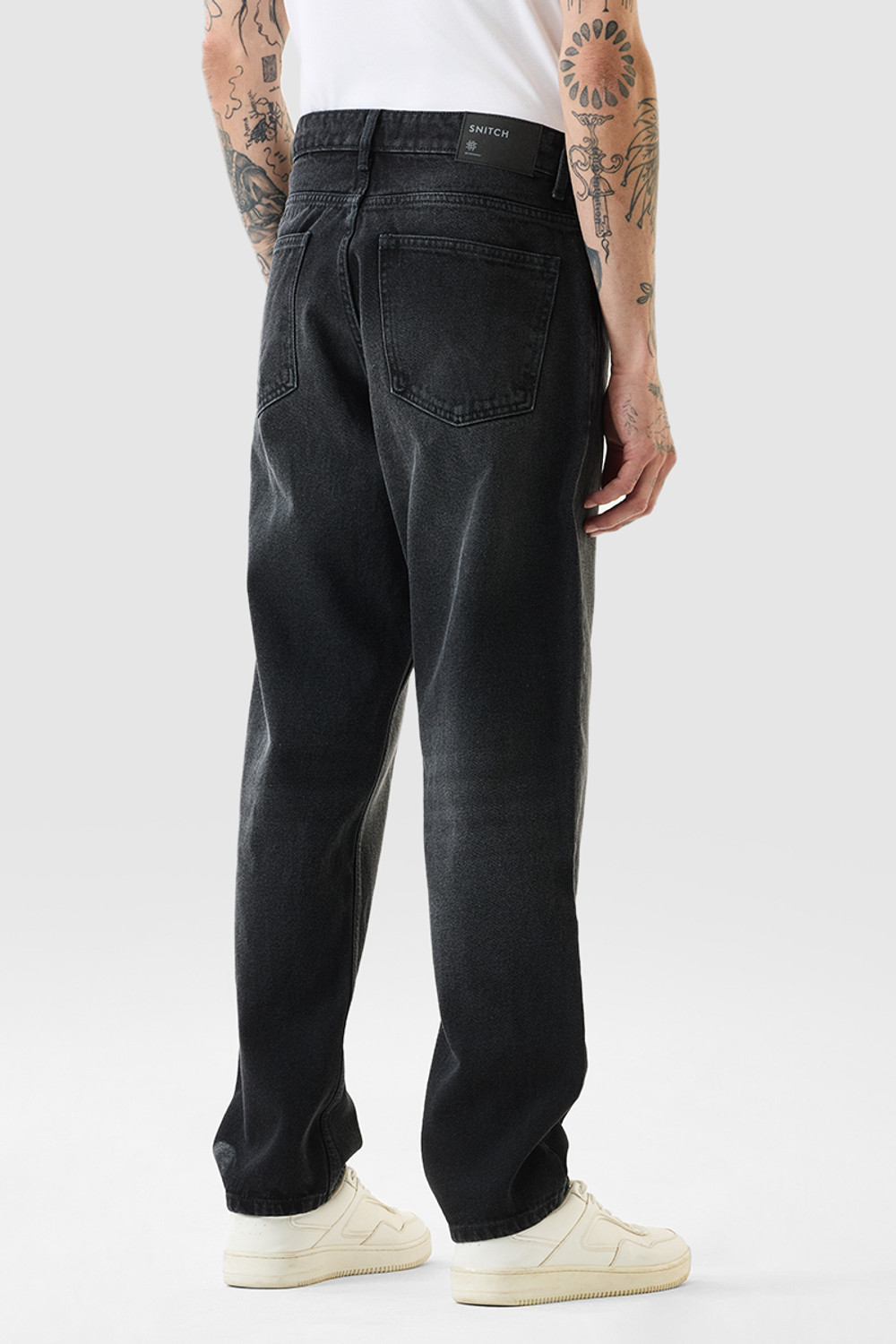 Image of Snitch Relaxed Fit Men Dark Grey Jeans