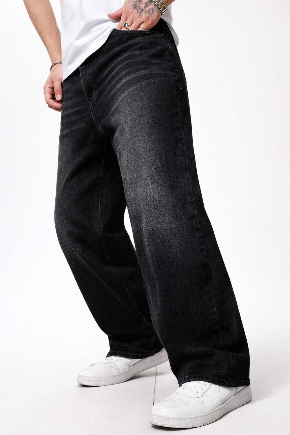 Image of ZOVYA Baggy Fit Men & Women Black Jeans