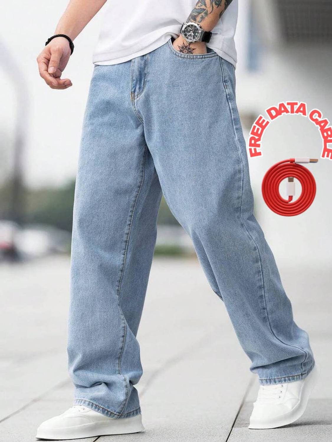 CABRRR Loose Fit Men Light Blue Jeans - Image 3