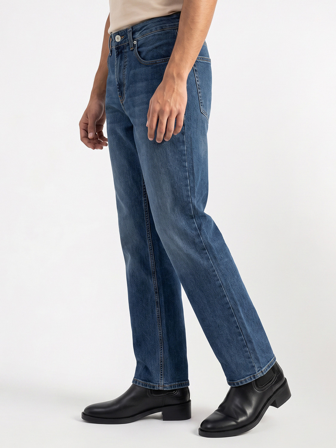 Image of Spykar Boot-Leg Men Blue Jeans