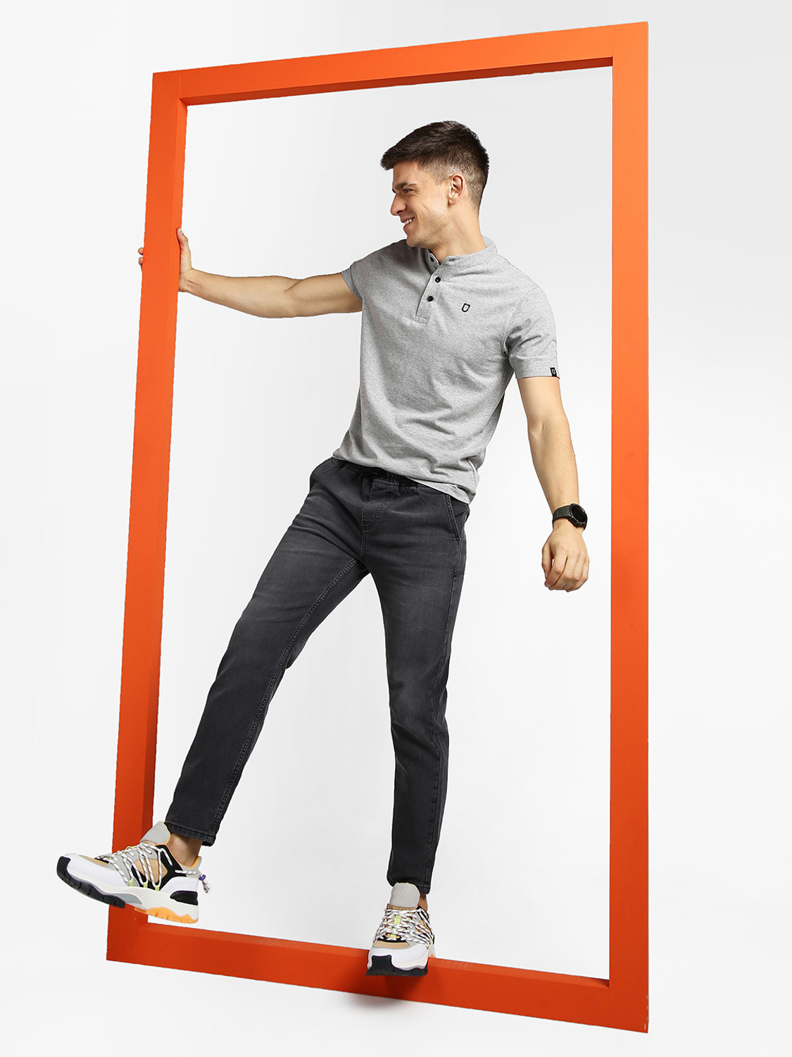 Image of Urbano Fashion Jogger Fit Men Dark Grey Jeans