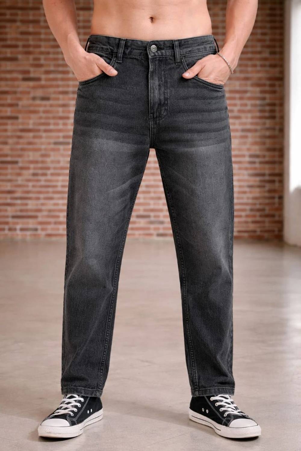 Playfeel Straight Fit Black Jeans - Image 1
