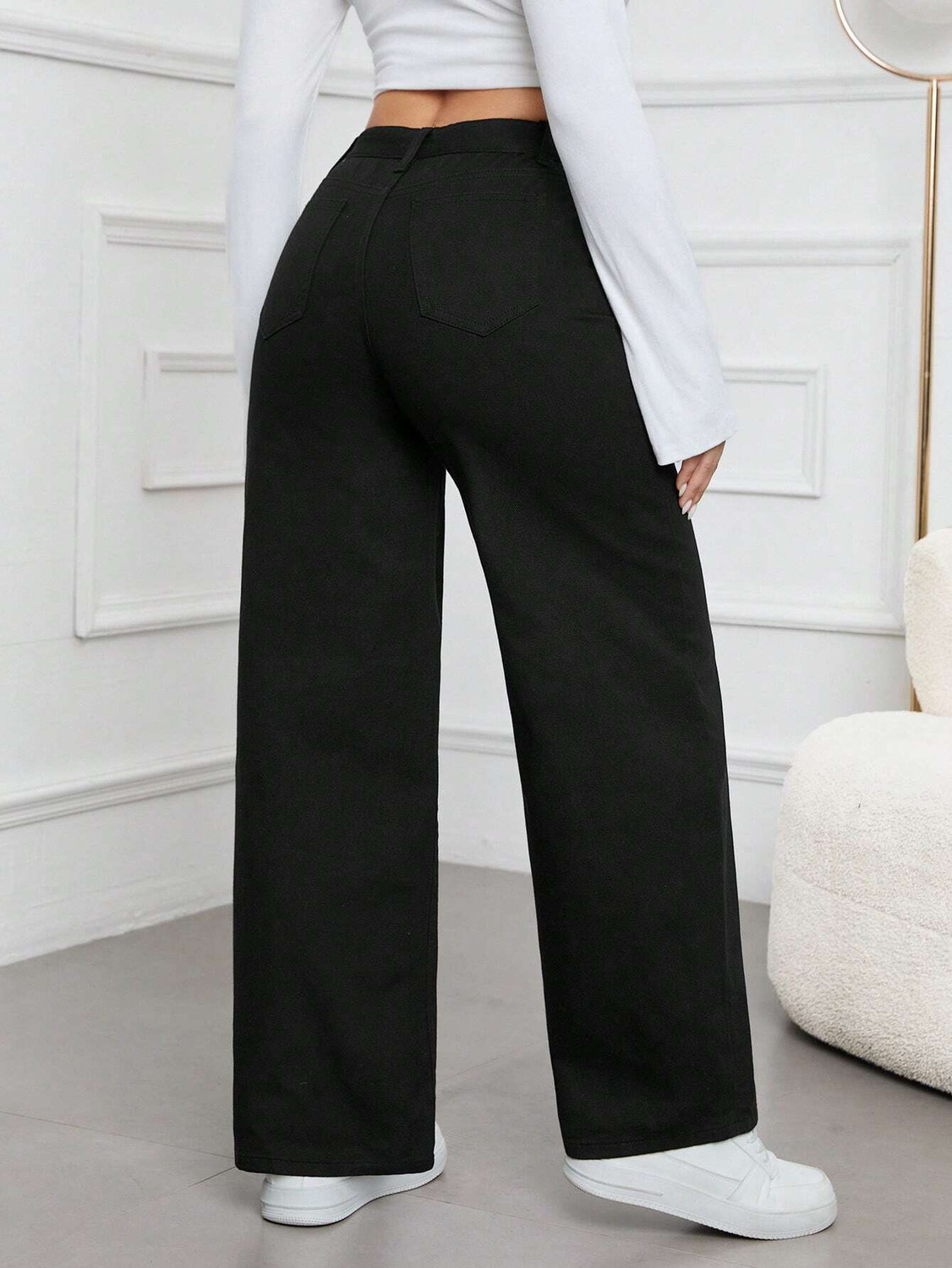 Image of DENIM LOOK Straight Fit Women Black Jeans