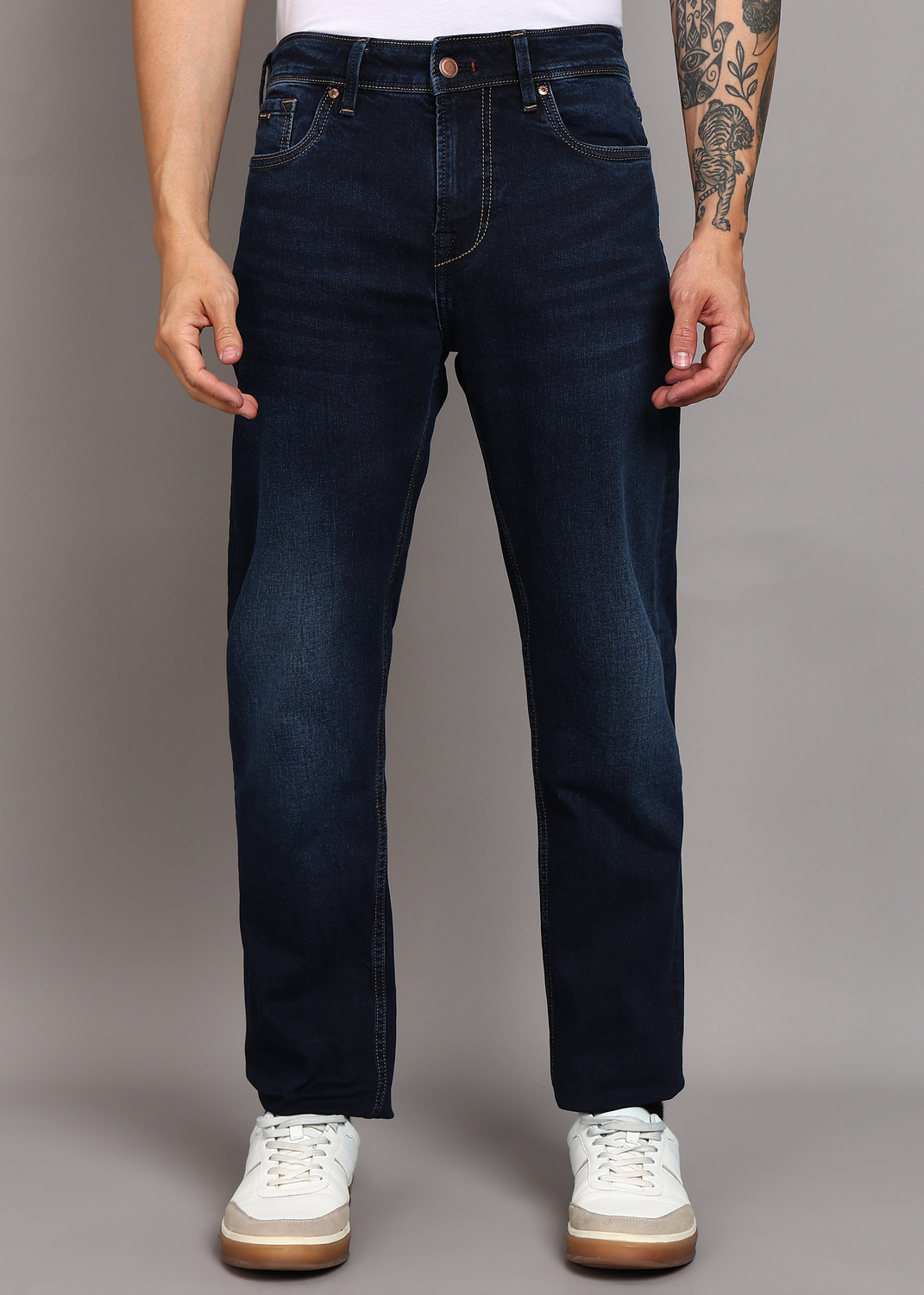 Image of KILLER Men Straight Fit Mid Rise Blue Jeans