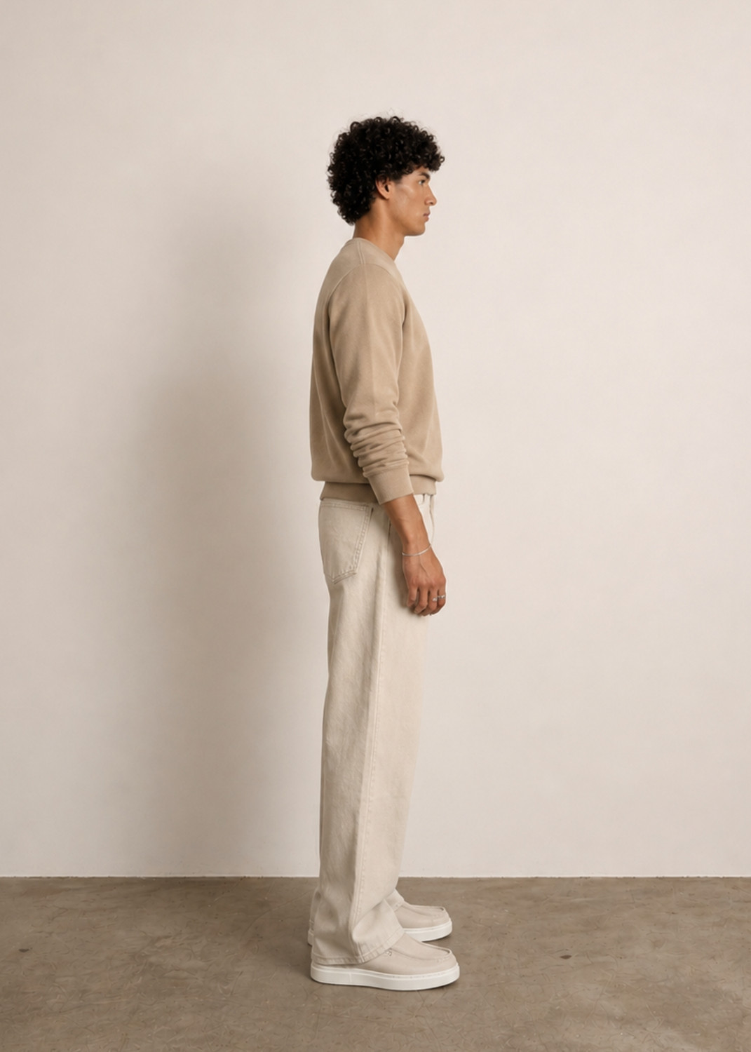 Image of Freakins Baggy Fit Men Beige Jeans