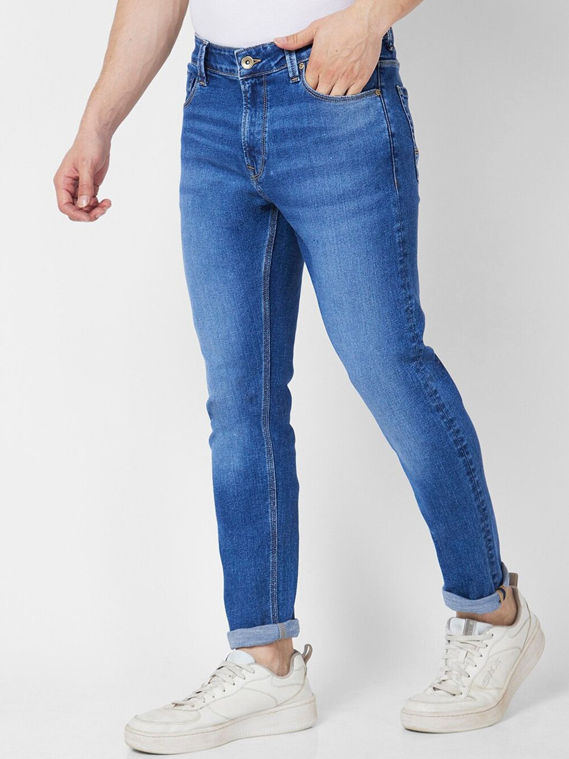 Image of Spykar Skinny Men Blue Jeans