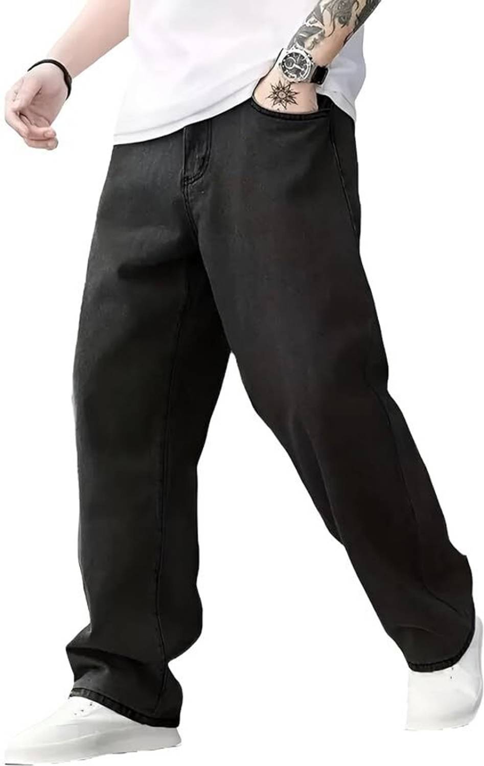 AzureAttire Loose Fit Men Light Blue Jeans