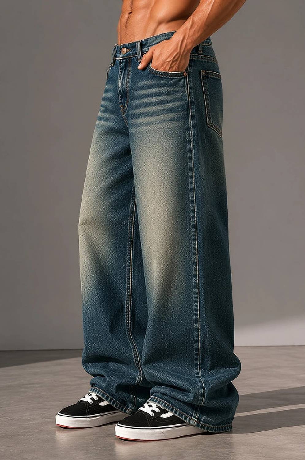 Urban Men Blue Jeans Baggy Fit - Image 3