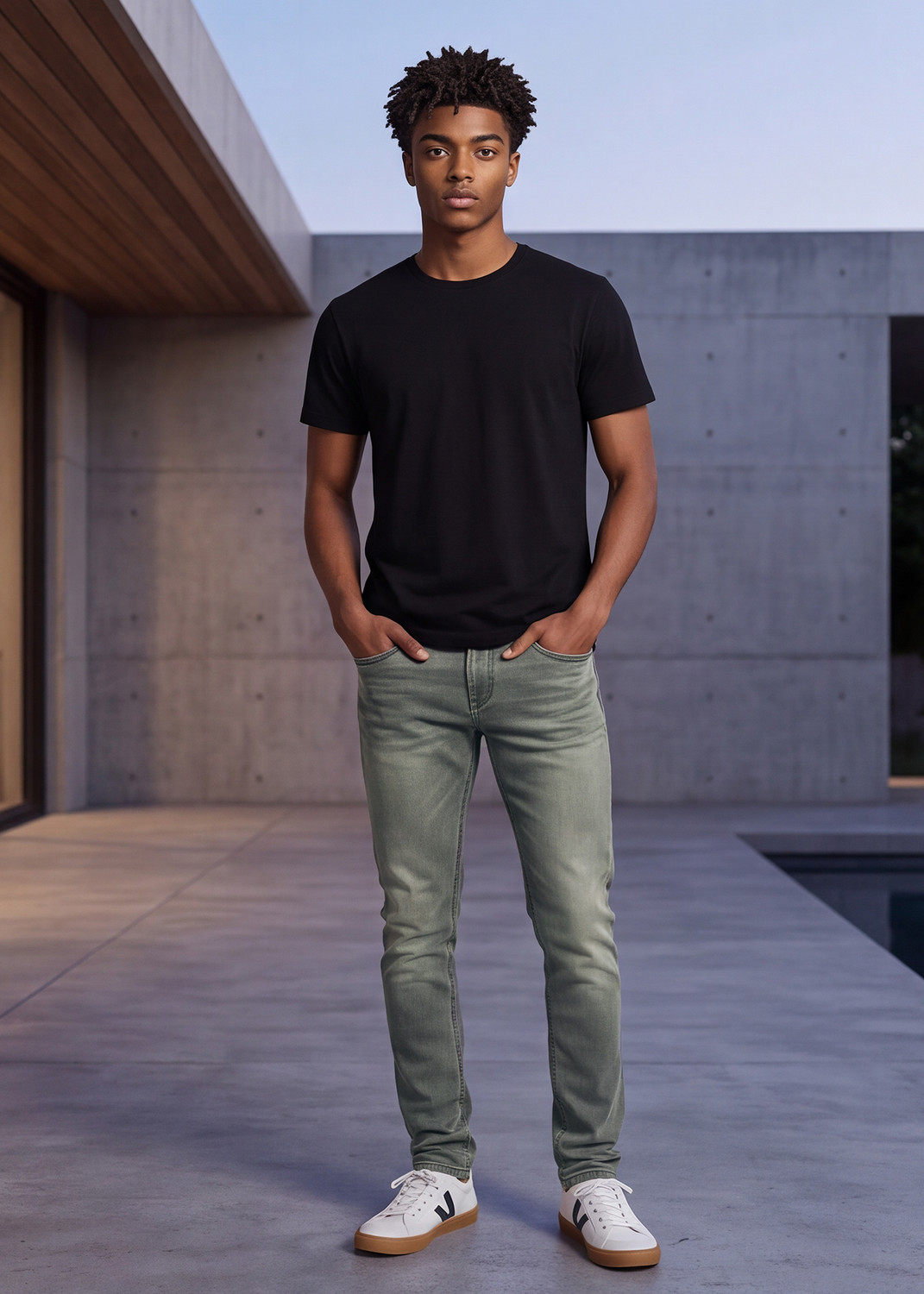 Image of KILLER Men Skinny Mid Rise Dark Green Jeans
