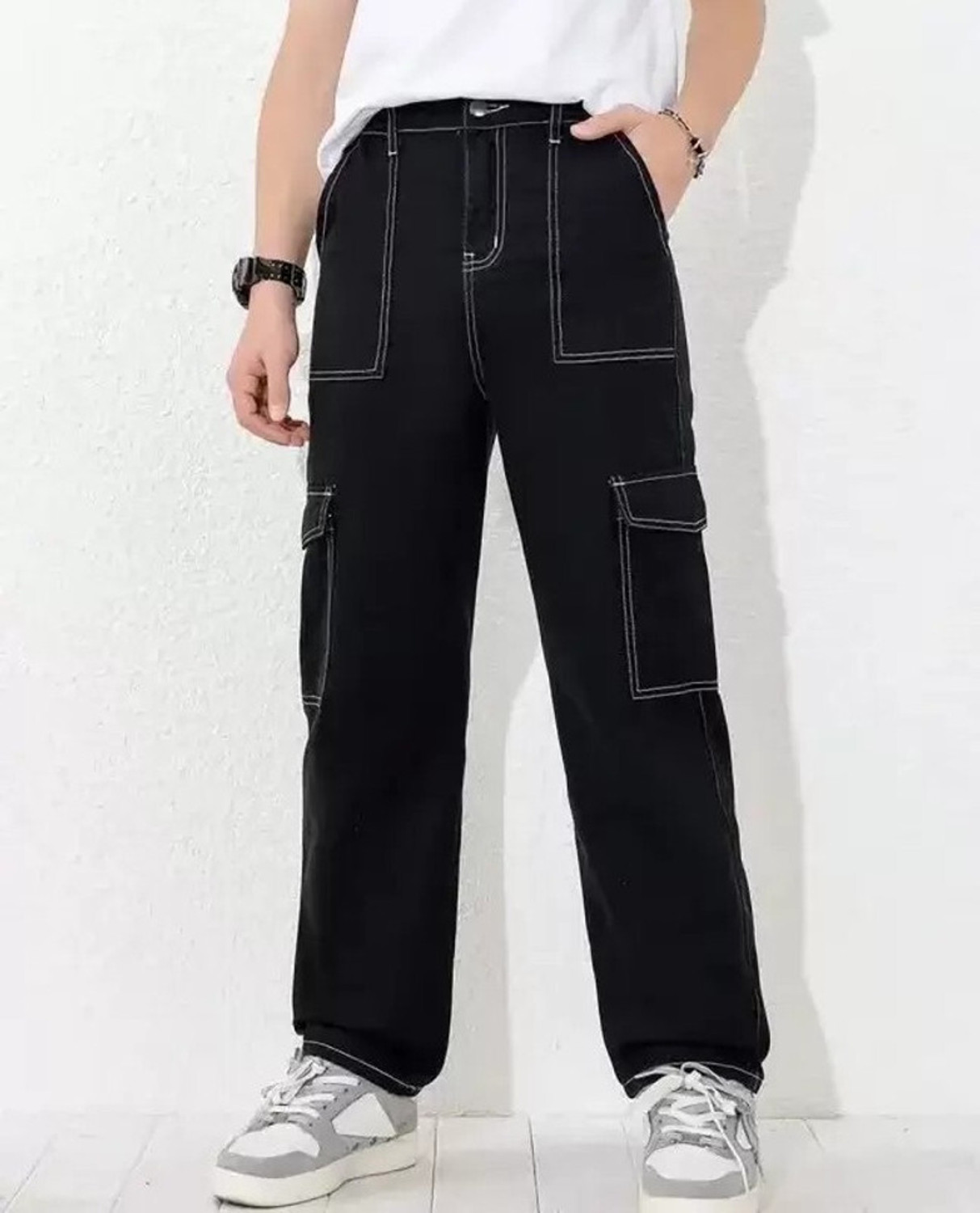 Image of DENIM FIT Loose Fit Men Black Jeans