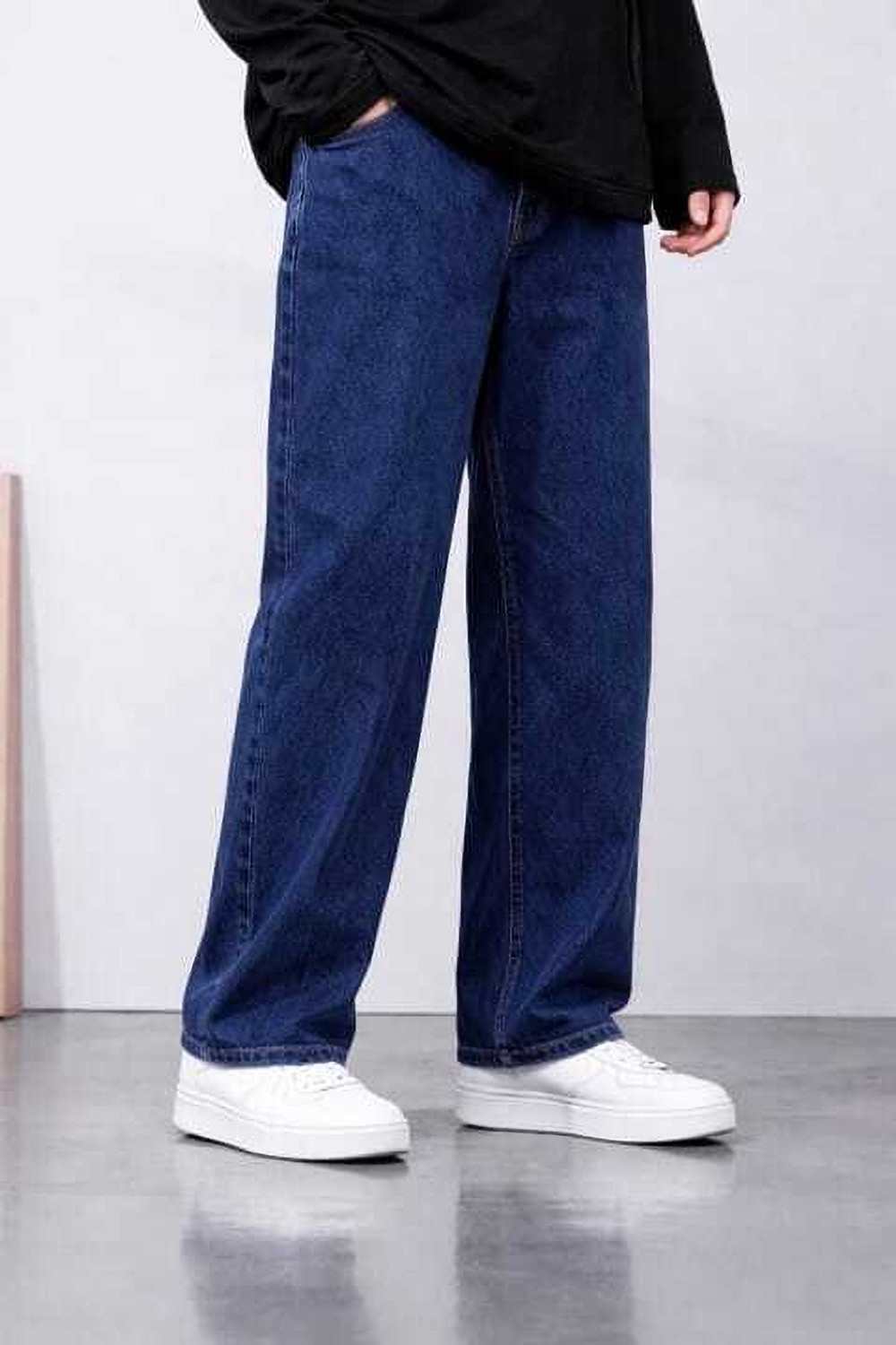 Image of BOLD & BARE Straight Fit Men Dark Blue Jeans