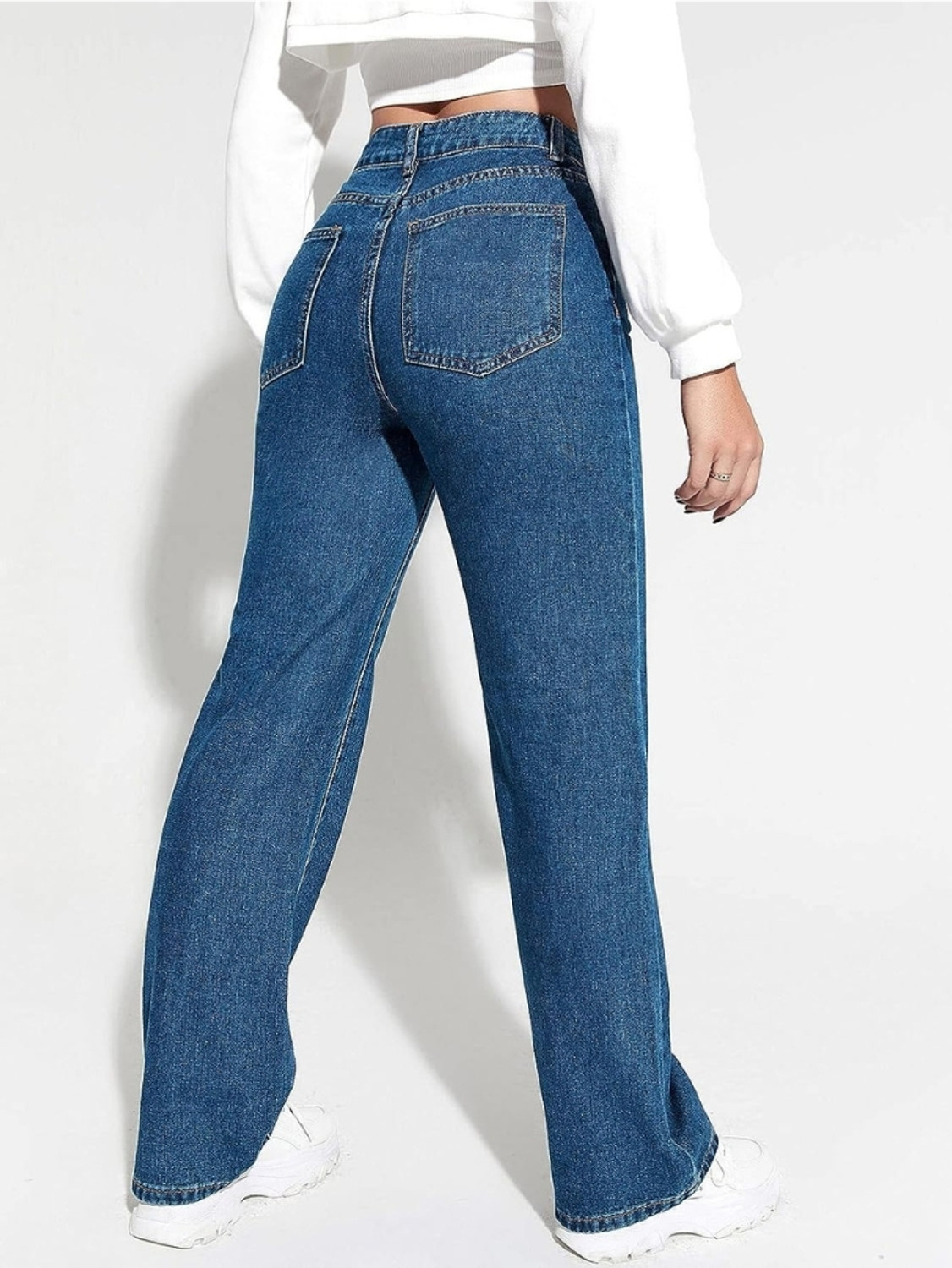 Image of Qeboo Straight Fit Women Blue Jeans