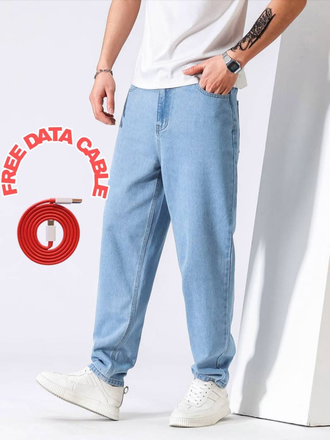 CABRRR Loose Fit Men Light Blue Jeans - Image 2