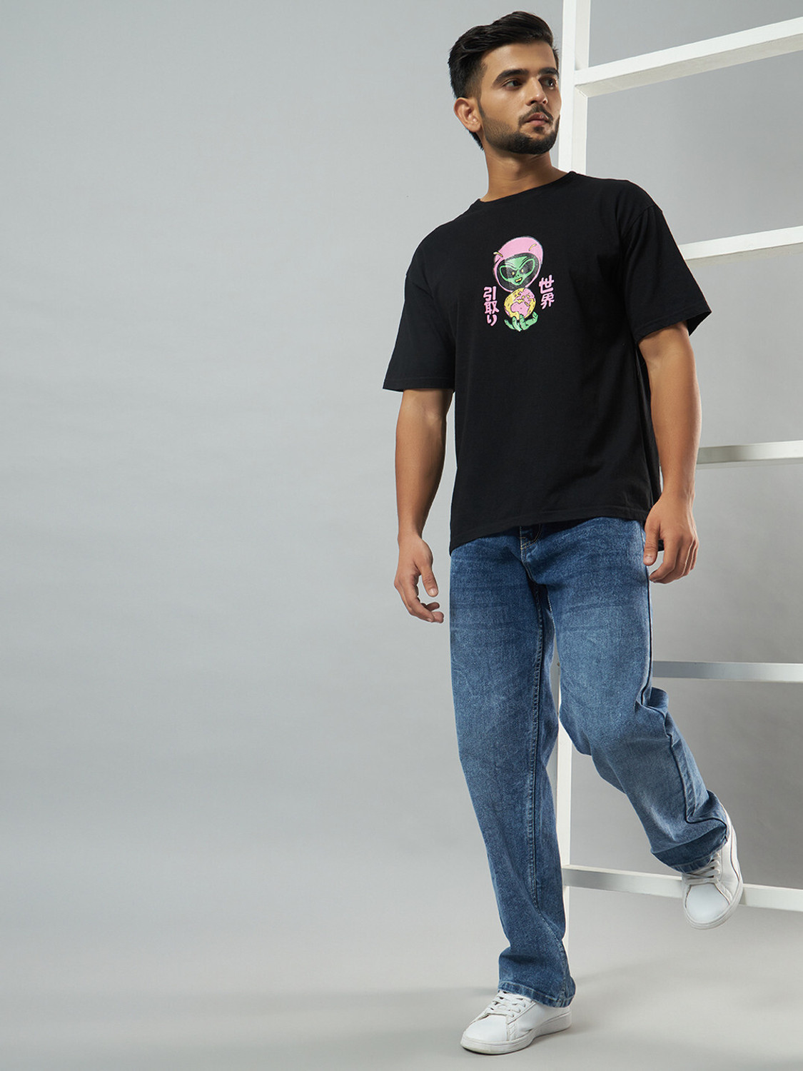 Image of LOOKONCE Straight Fit Men Blue Jeans